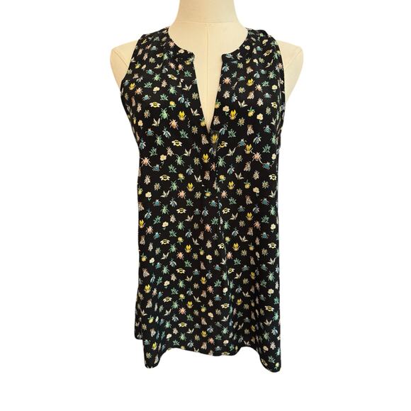 Joie Silk Sleevless Faux Wrap Ruffle Blouse Bees Flowers Honeybees Summer Light - Picture 5 of 11